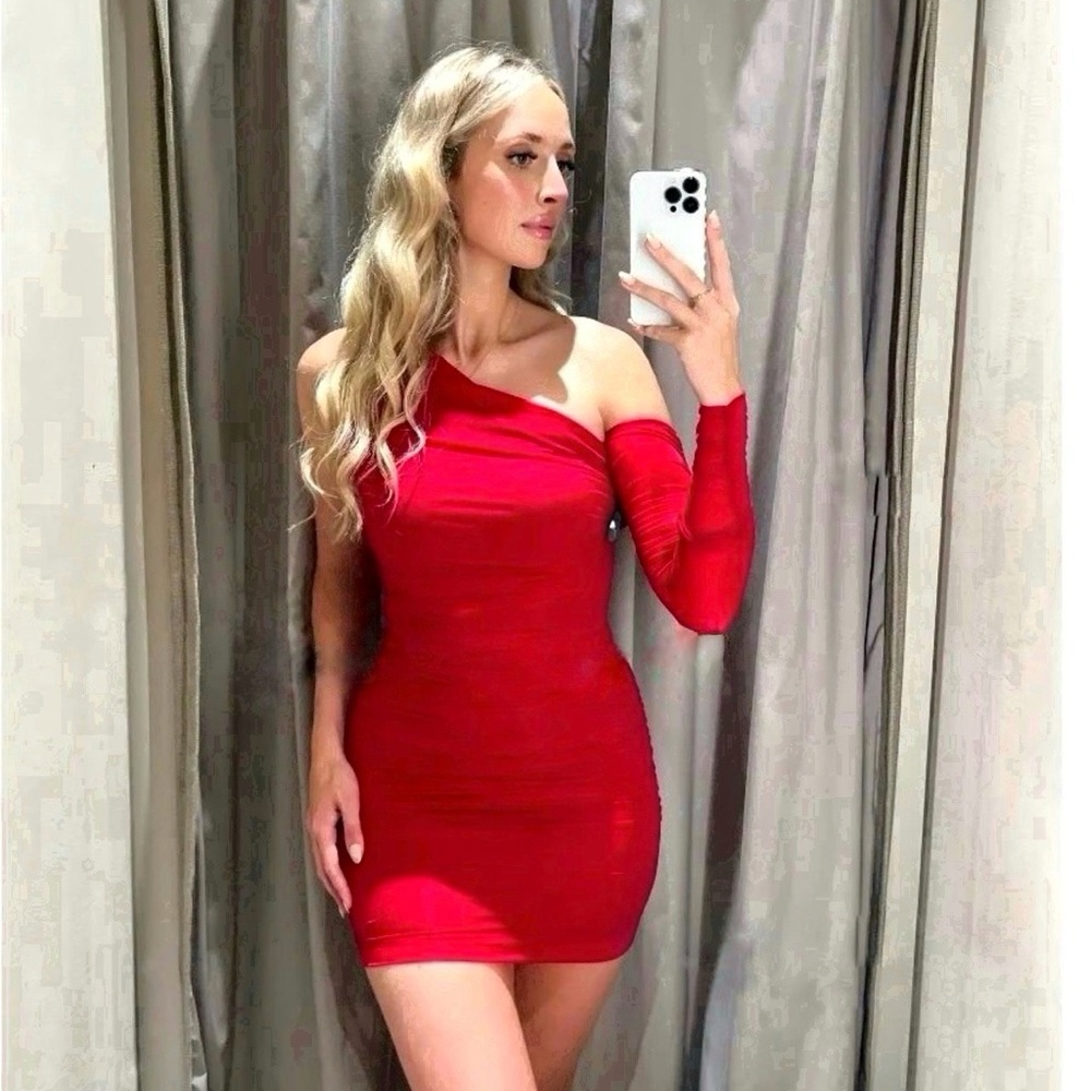 ZARA One-Shoulder Asymmetrical Dress